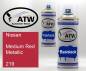 Preview: Nissan, Medium Red Metallic, 219: 400ml Sprühdose + 400ml Klarlack - Set, von ATW Autoteile West.